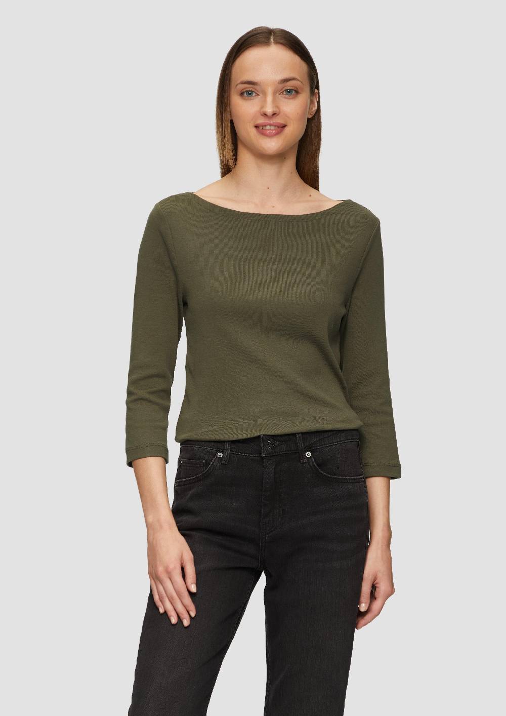 s.Oliver T-Shirt mit 3/4-Arm und U-Boot Ausschnitt Großer Ausverkauf