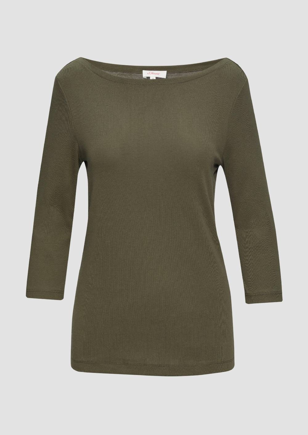 s.Oliver T-Shirt mit 3/4-Arm und U-Boot Ausschnitt Großer Ausverkauf