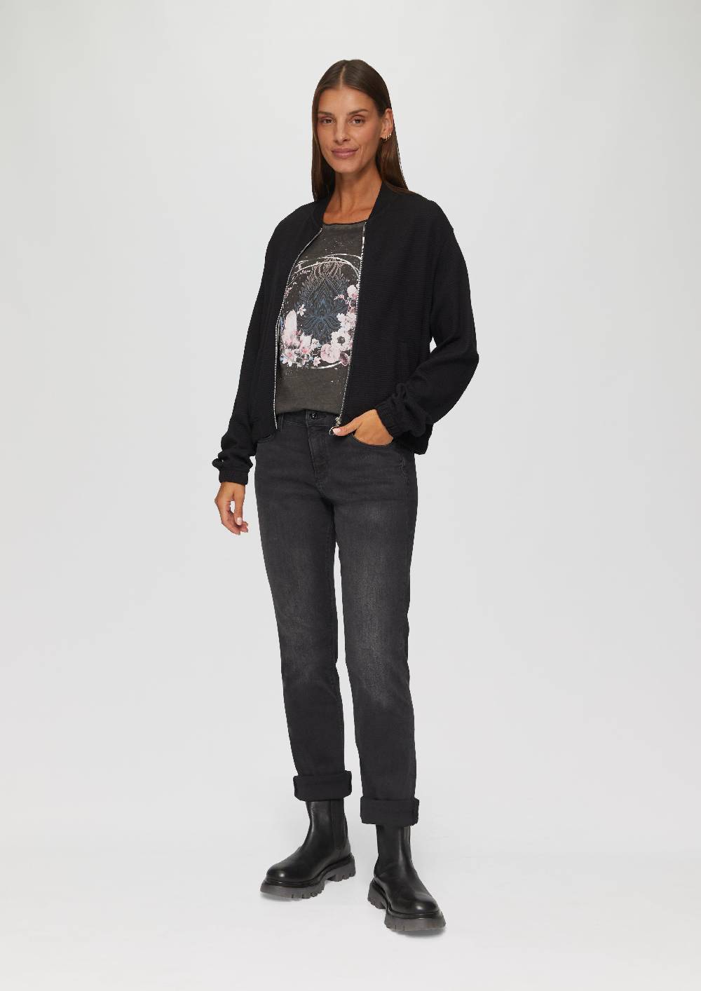 s.Oliver Gewaschenes T-Shirt mit Frontprint Begrenztes Angebot