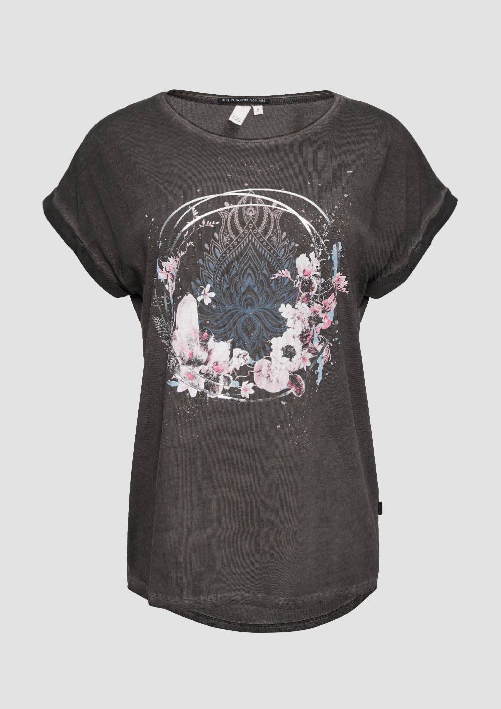s.Oliver Gewaschenes T-Shirt mit Frontprint Begrenztes Angebot