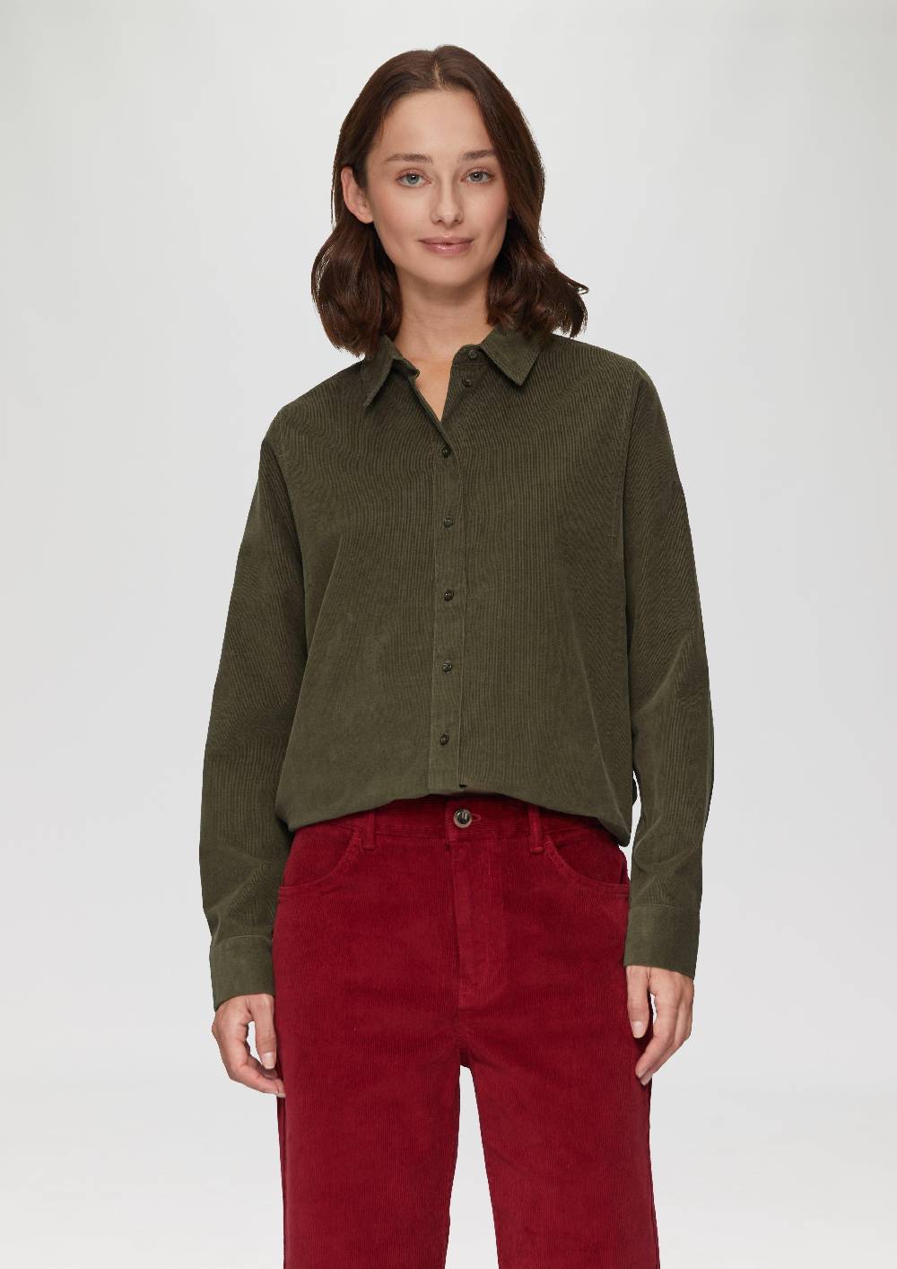 s.Oliver Cordbluse im Relaxed Fit mit Naht-Details Cyber Monday