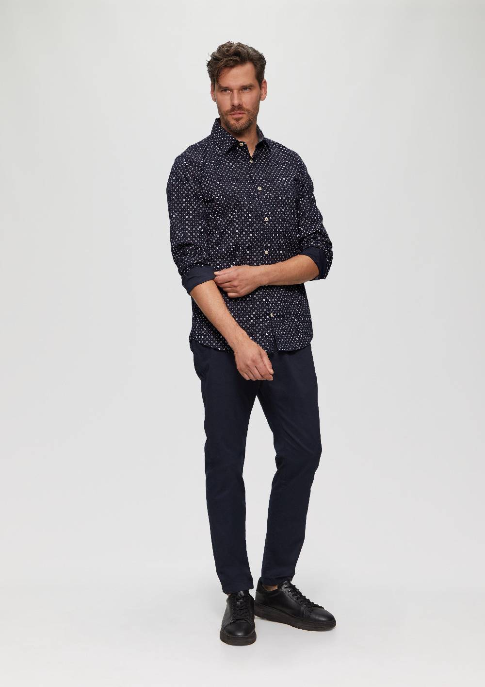s.Oliver Slim Fit: Gemustertes Hemd aus Baumwollmix Große Rabatte