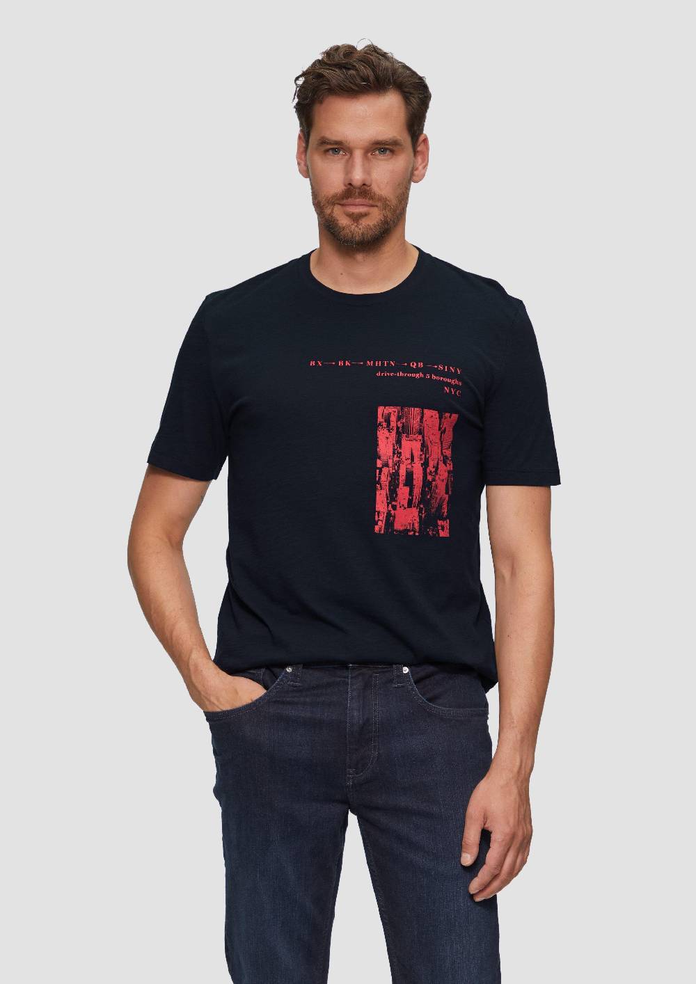s.Oliver Printshirt aus Baumwolle mit Flammgarnstruktur Kauf eins, bekomm eins gratis