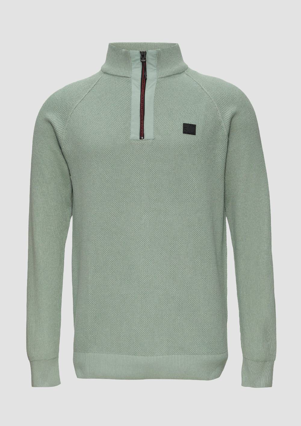 s.Oliver Strickpullover mit Troyer-Kragen und Strukturmix Kostenlose Rückgabe