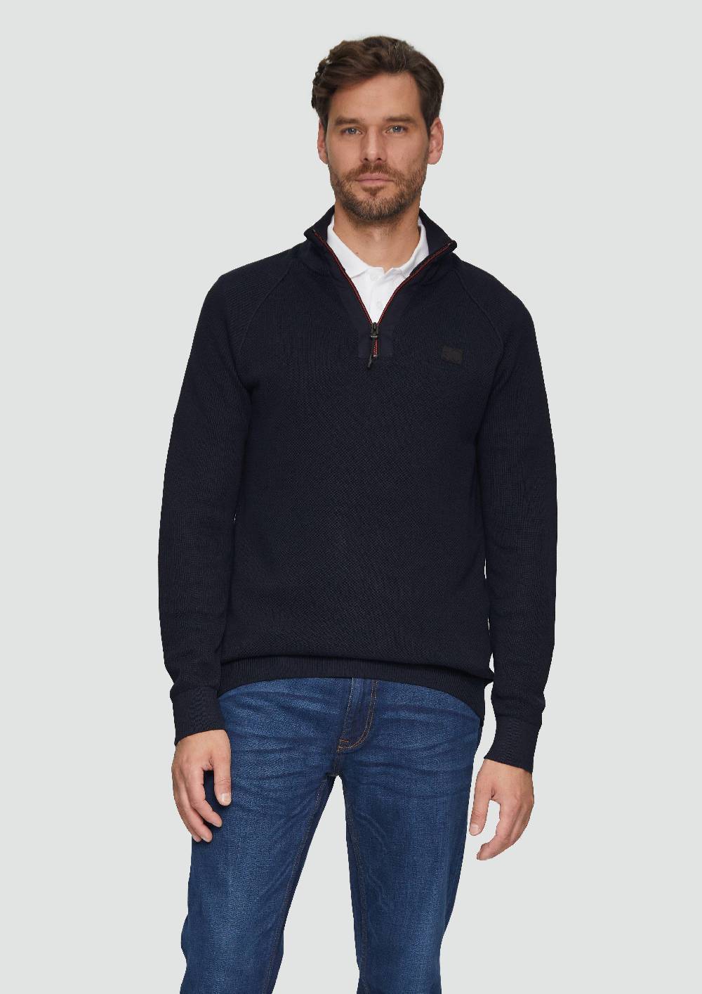 s.Oliver Strickpullover mit Troyer-Kragen und Strukturmix Begrenzte Freigabe