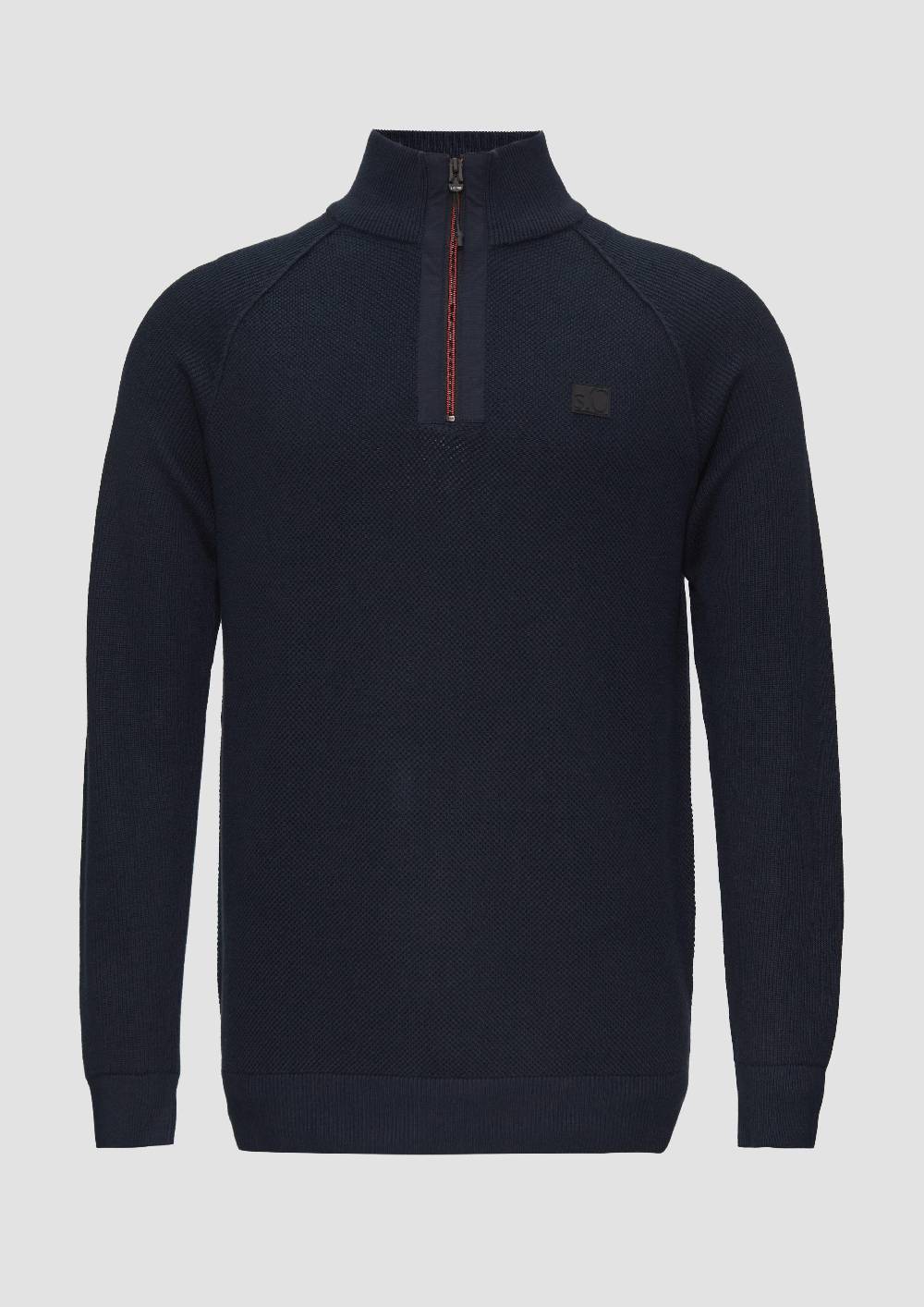 s.Oliver Strickpullover mit Troyer-Kragen und Strukturmix Begrenzte Freigabe