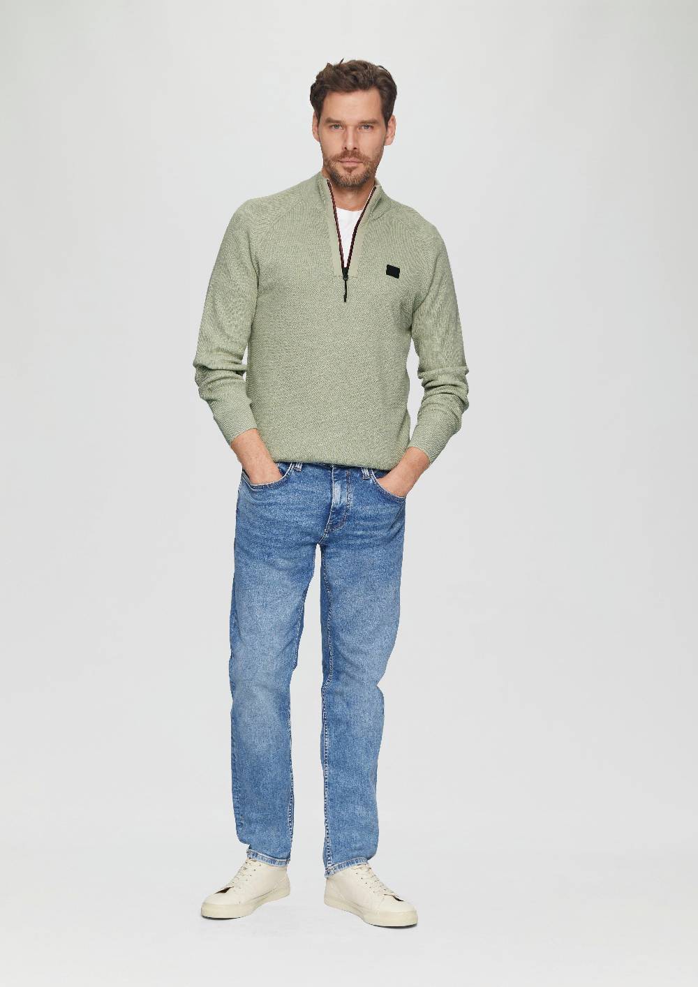 s.Oliver Strickpullover mit Troyer-Kragen und Strukturmix Bis zu 50% Rabatt