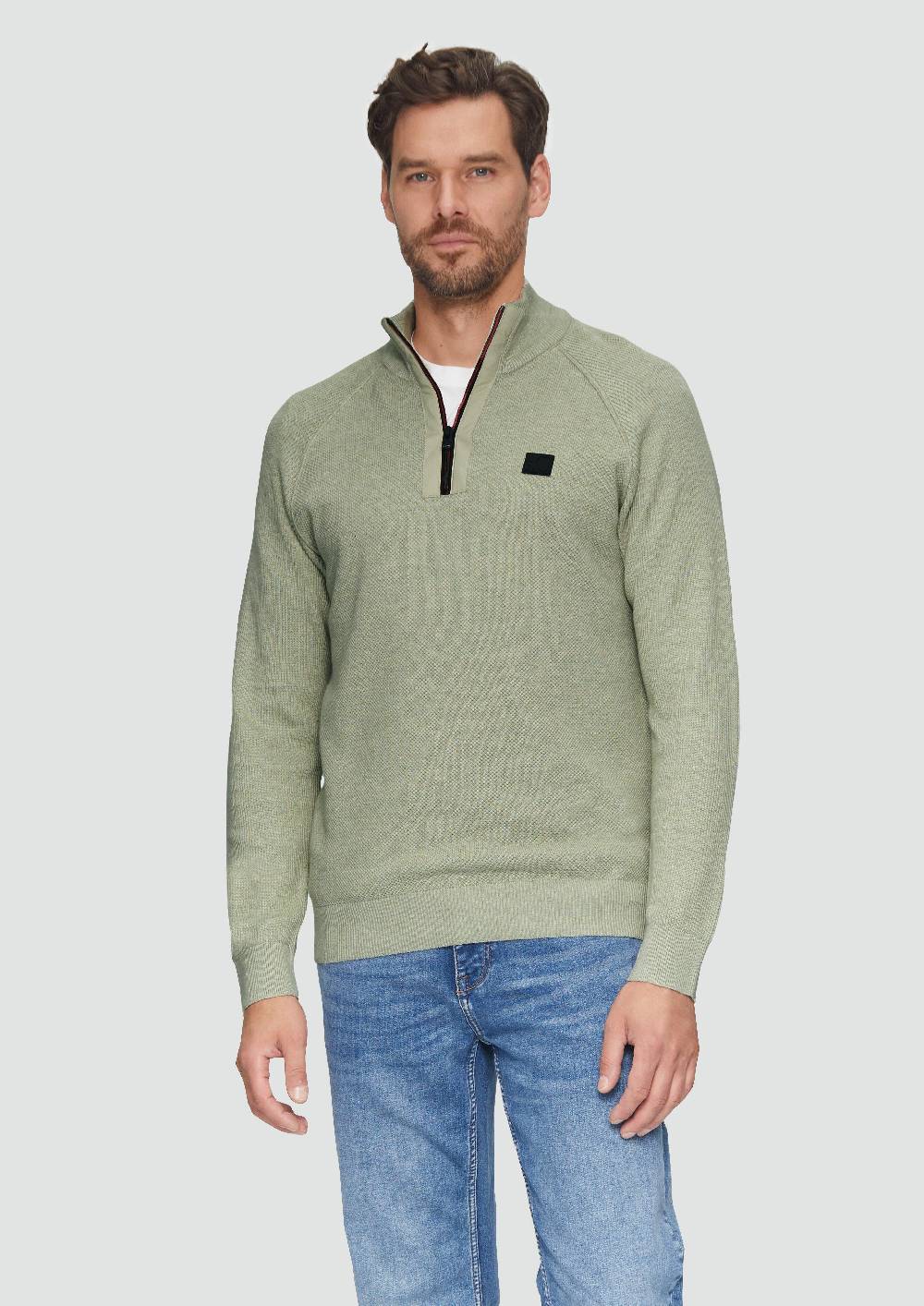 s.Oliver Strickpullover mit Troyer-Kragen und Strukturmix Bis zu 50% Rabatt
