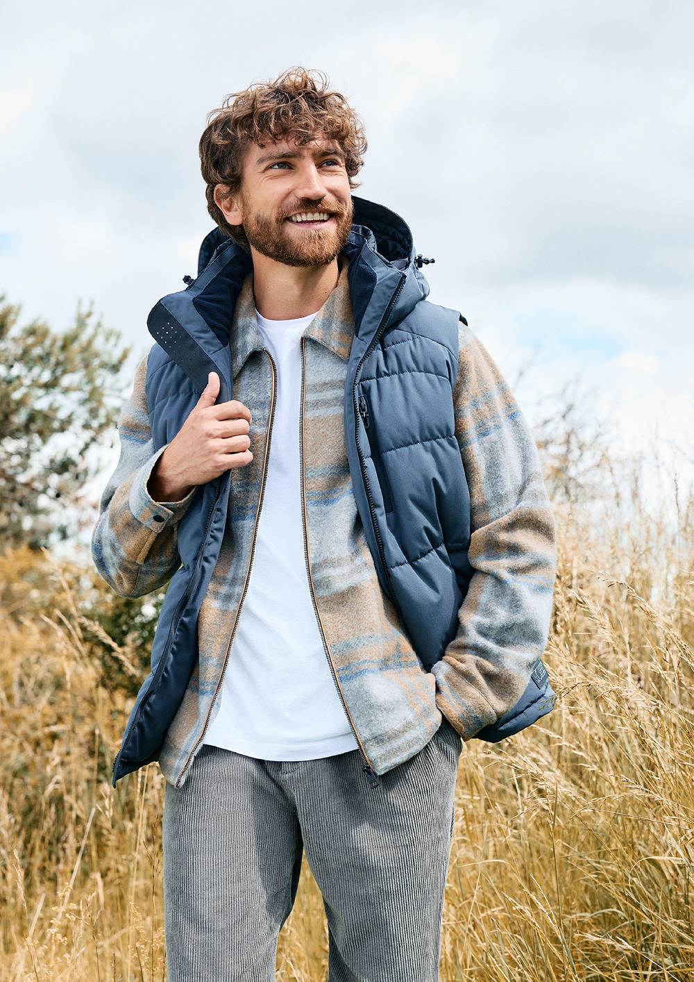 s.Oliver Karierte Hemdjacke aus Wollmix Speichern exportieren