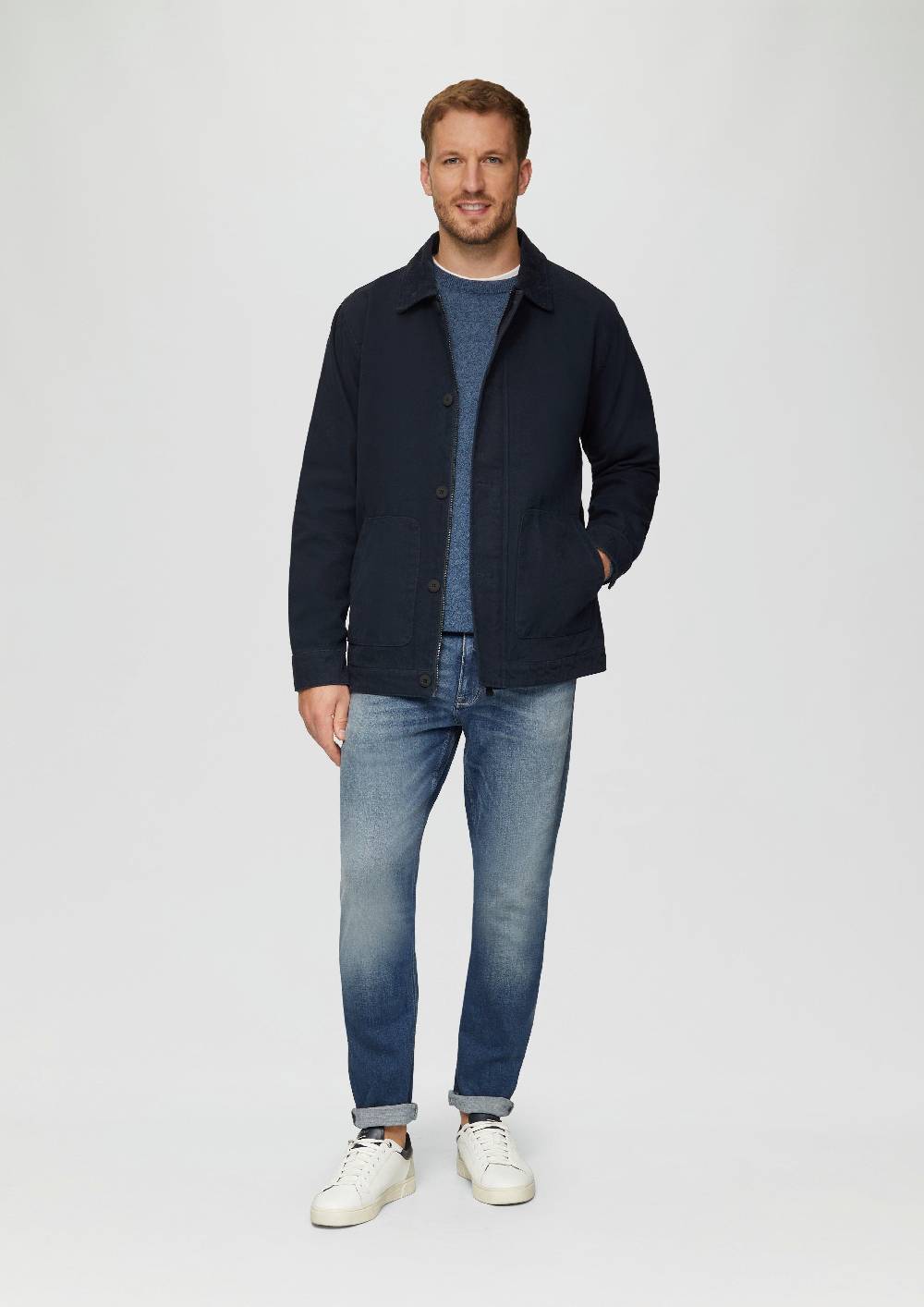 s.Oliver Canvas-Jacke mit Cordkragen Im Verkauf