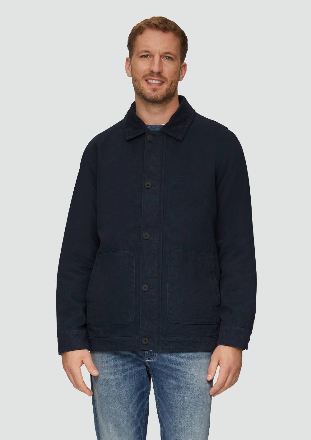 s.Oliver Canvas-Jacke mit Cordkragen Im Verkauf