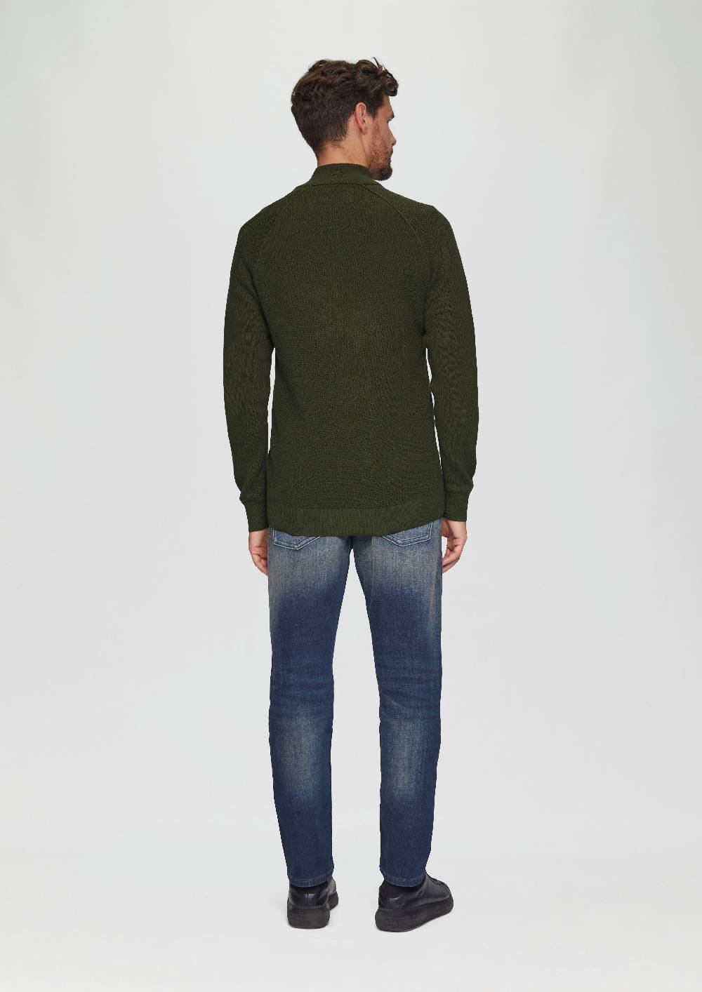 s.Oliver Strickpullover mit Troyer-Kragen und Strukturmix Auslauf