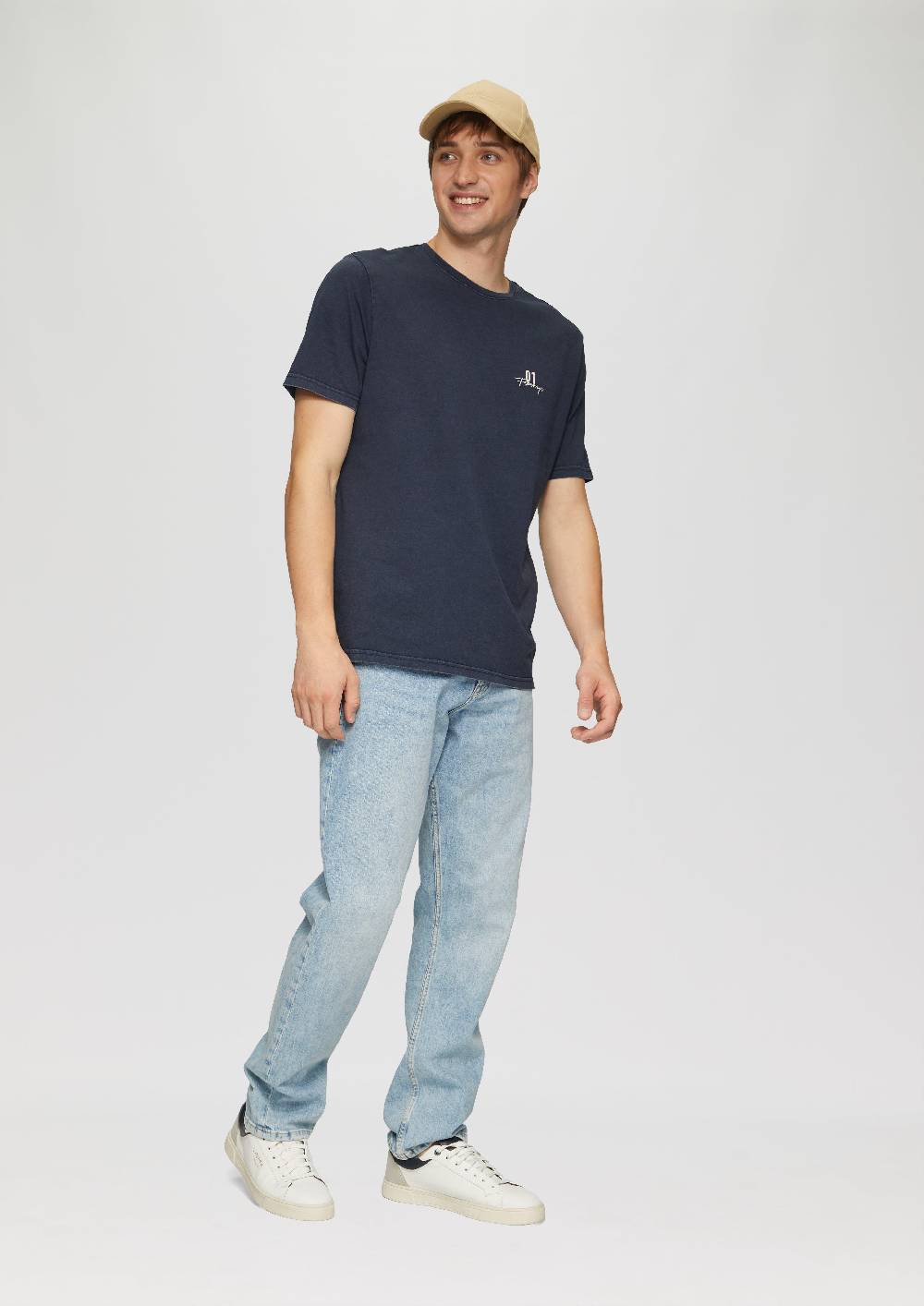 s.Oliver Gewaschenes T-Shirt mit Front- und Rückenprint Kostenloser Versand