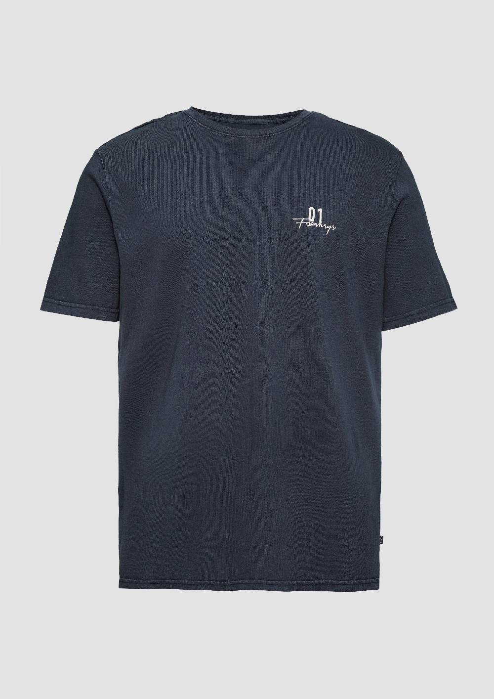 s.Oliver Gewaschenes T-Shirt mit Front- und Rückenprint Kostenloser Versand