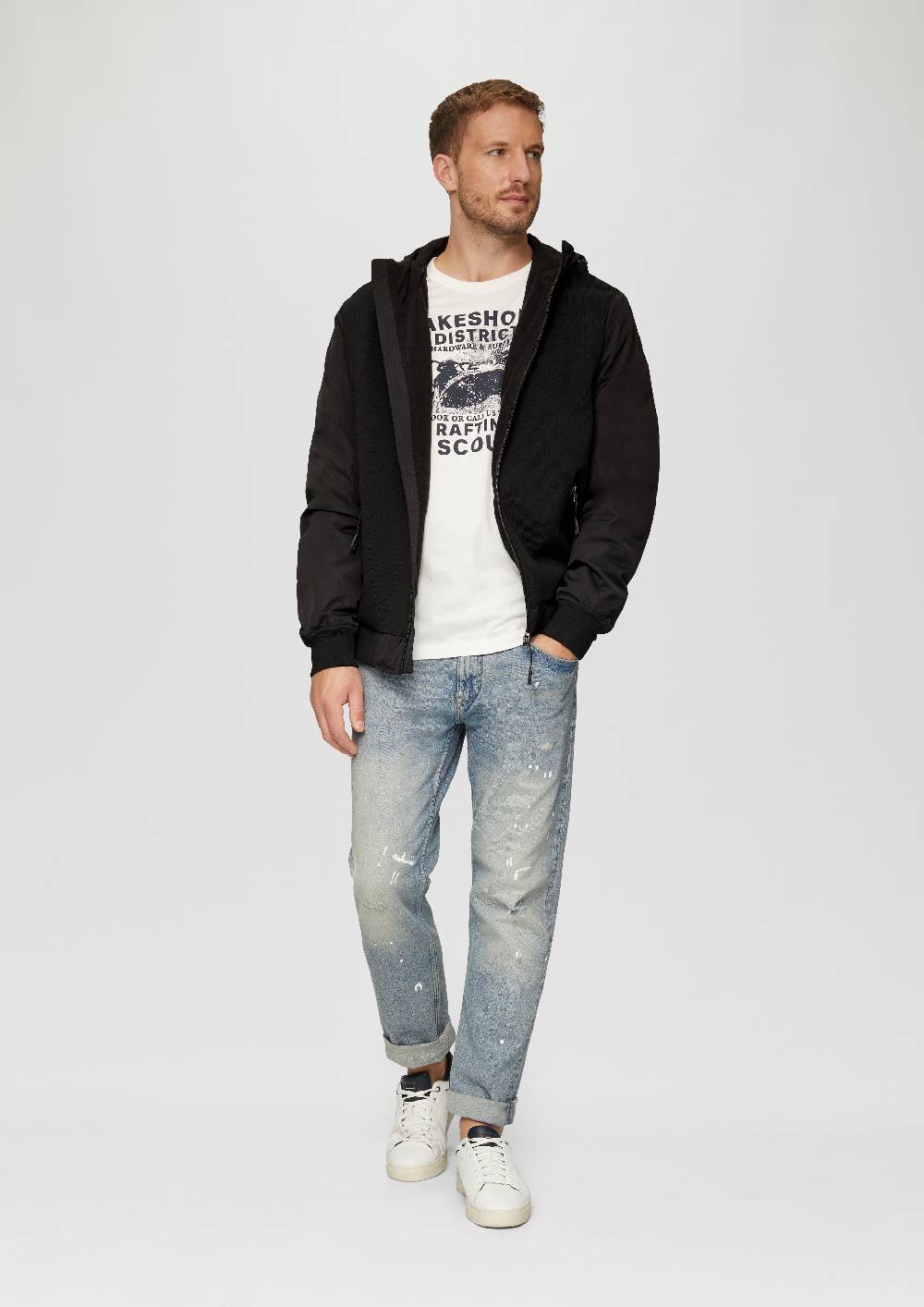 s.Oliver Jacke mit innovativem Materialmix und Kapuze Fabrik Onlineshop