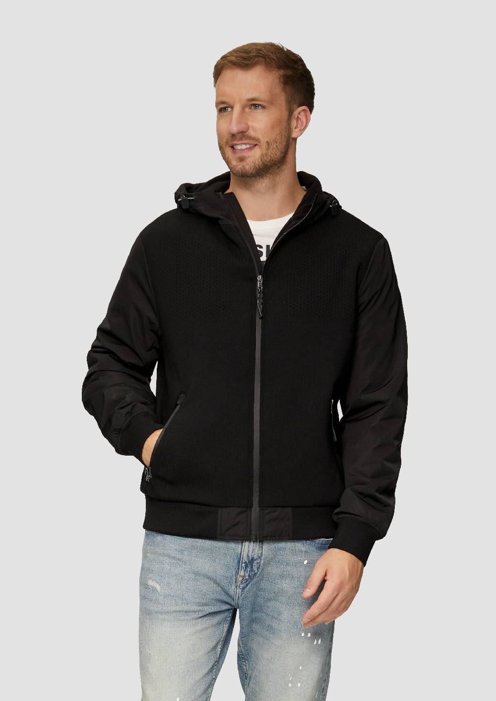 s.Oliver Jacke mit innovativem Materialmix und Kapuze Fabrik Onlineshop