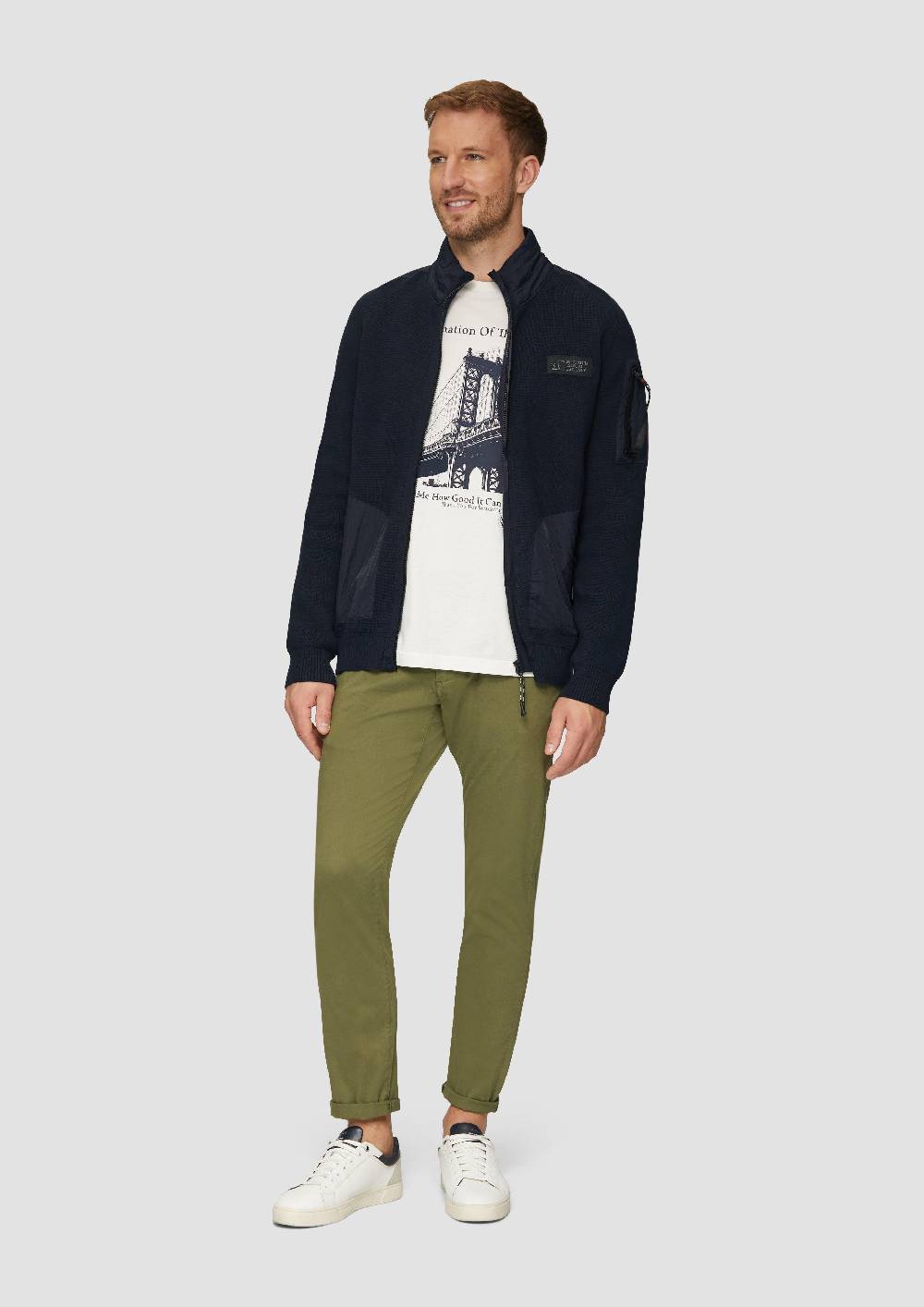 s.Oliver Strickjacke im Fabricmix mit Stehkragen Cyber Monday
