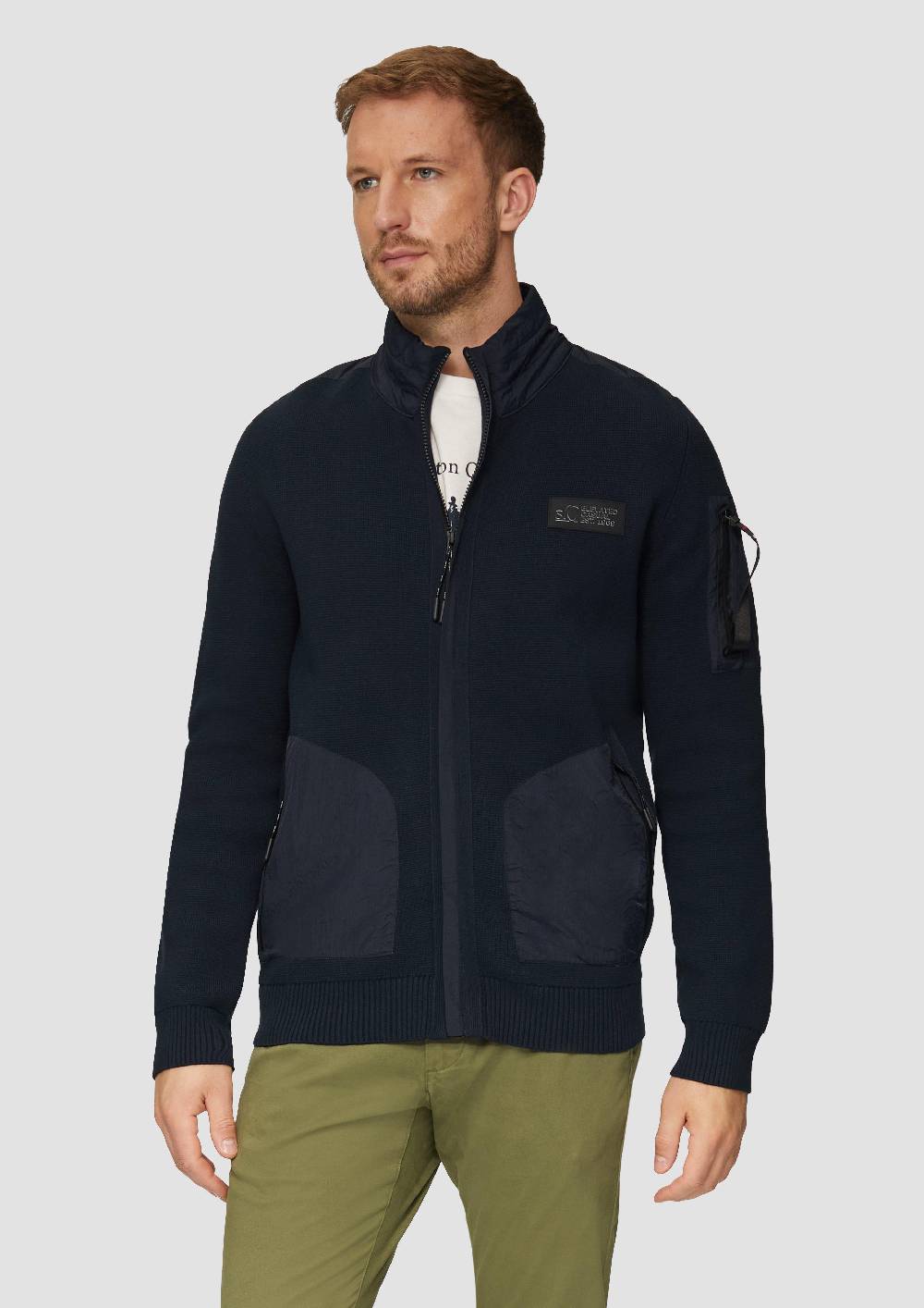 s.Oliver Strickjacke im Fabricmix mit Stehkragen Cyber Monday