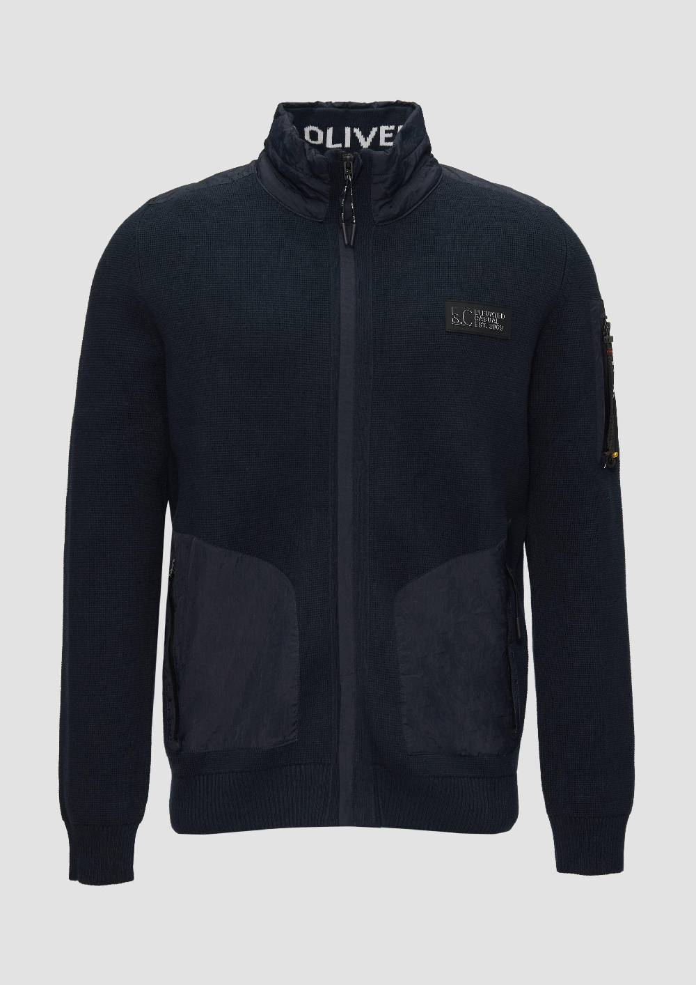 s.Oliver Strickjacke im Fabricmix mit Stehkragen Cyber Monday
