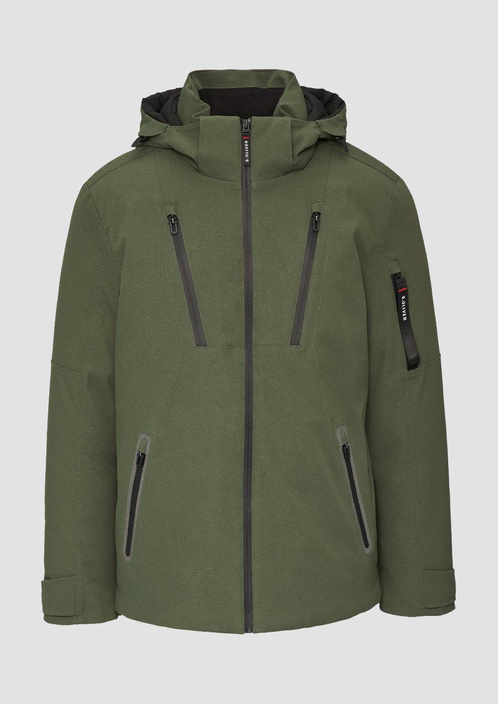 s.Oliver Wasserabweisende Twill-Jacke mit Kapuze und Zip-Details Vatertagsangebot