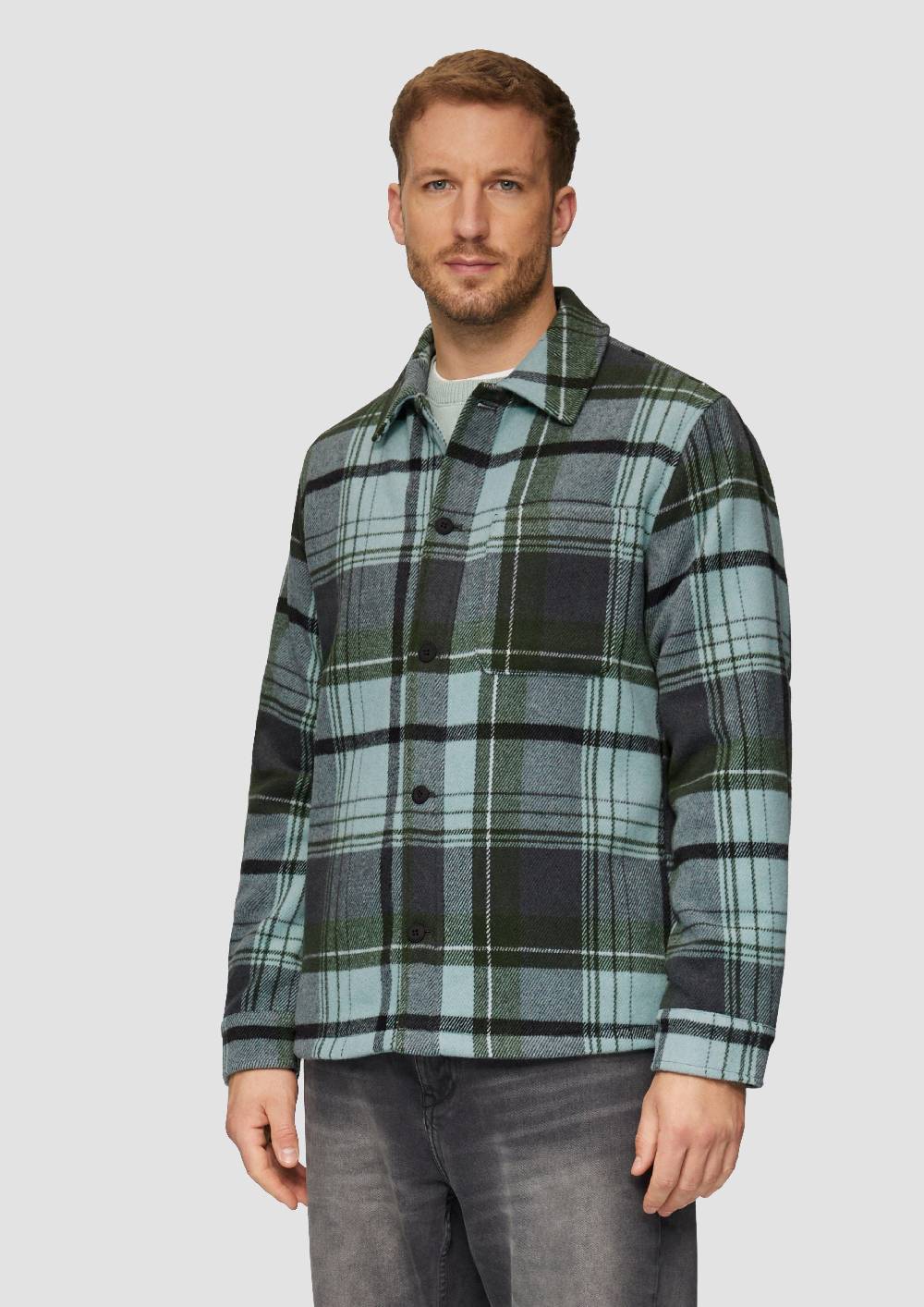 s.Oliver Kariertes Overshirt mit Brusttasche und Innenfutter Valentinstagsangebot