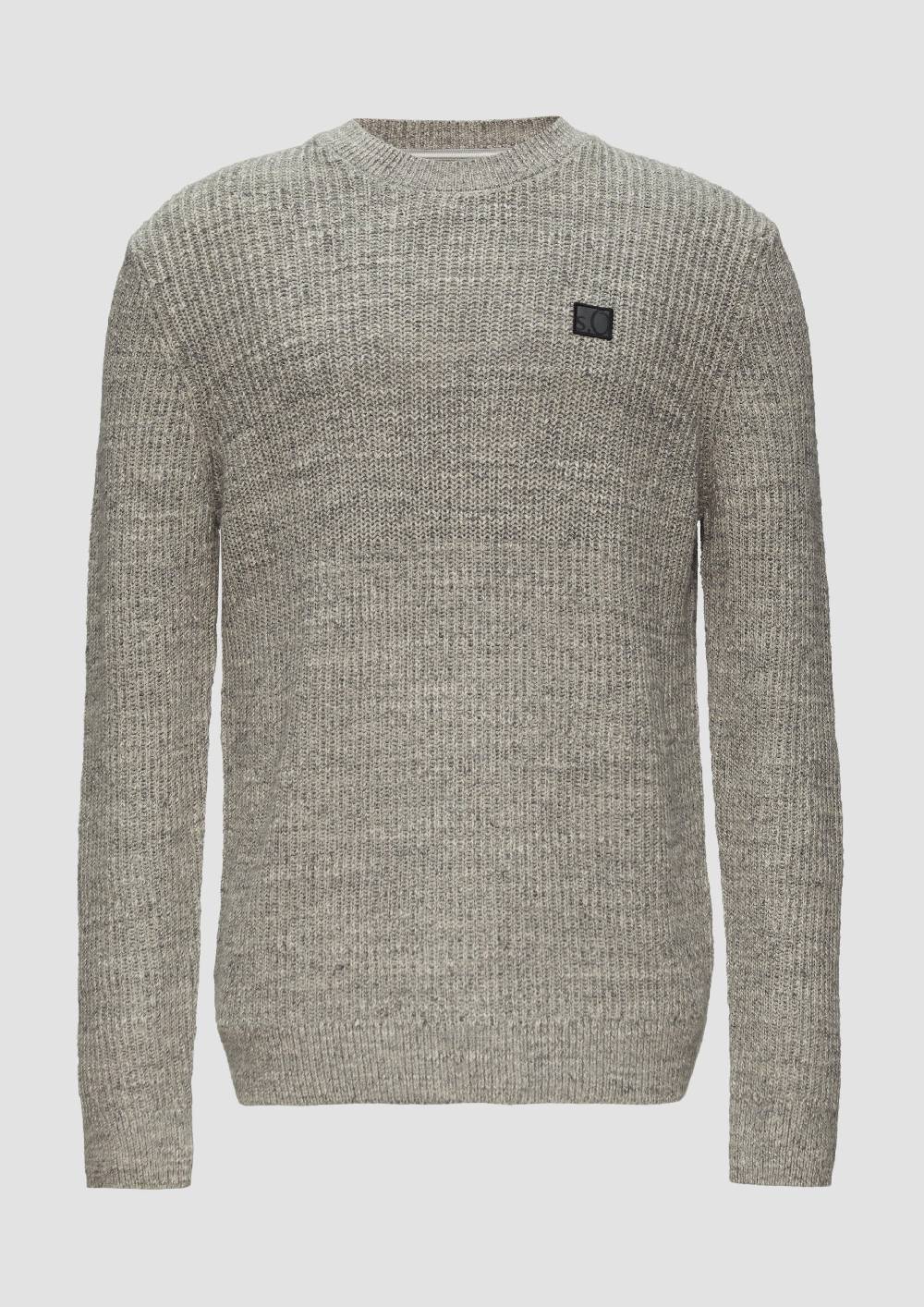 s.Oliver Melierter Pullover mit Patentmuster und Crew Neck Lagerräumung