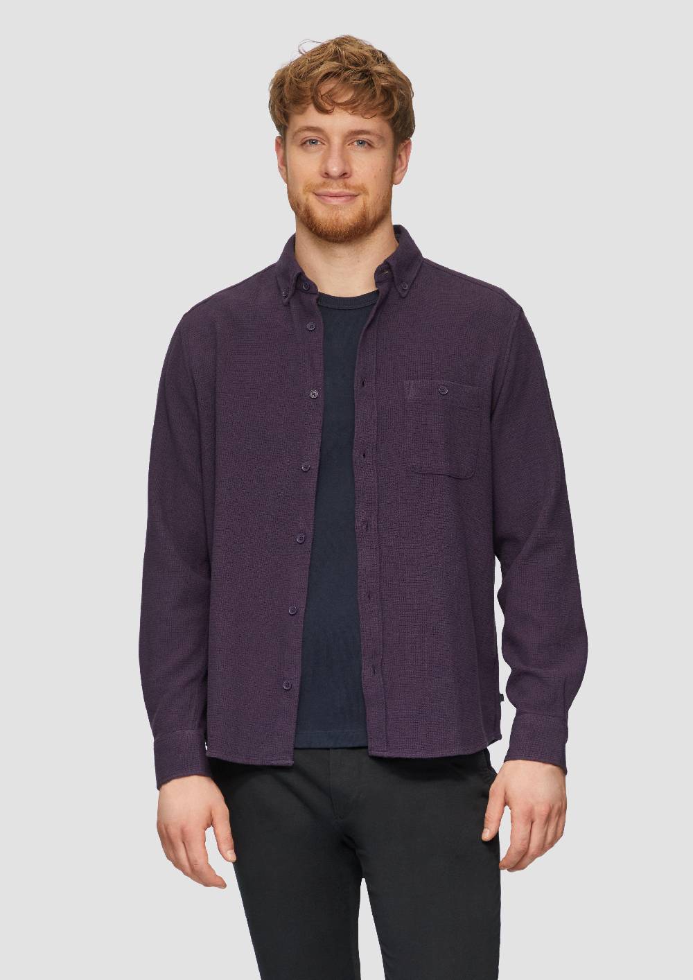 s.Oliver Regular Fit: Button-down-Hemd aus Strukturware Heißer Verkauf