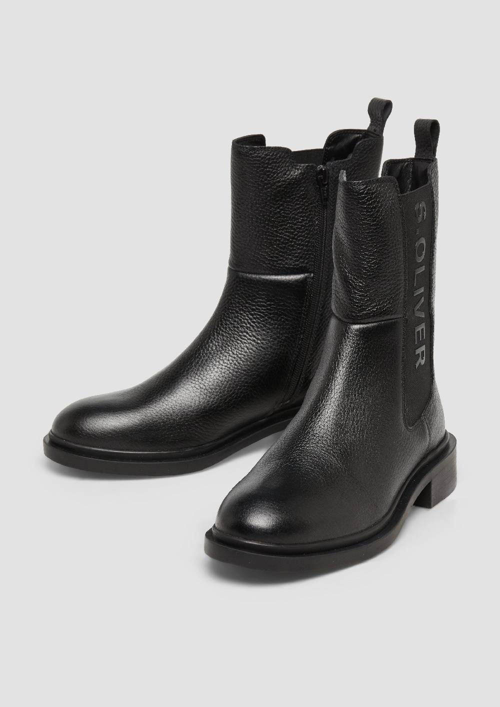 s.Oliver Stiefel aus Rindsleder mit Logo-Detail Online