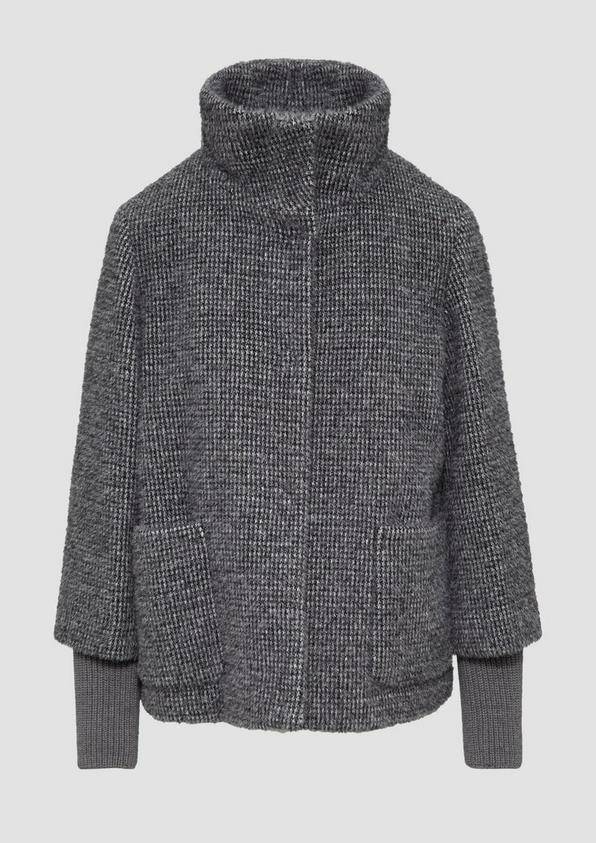 s.Oliver Flauschige Jacke mit Strickbündchen am Ärmel