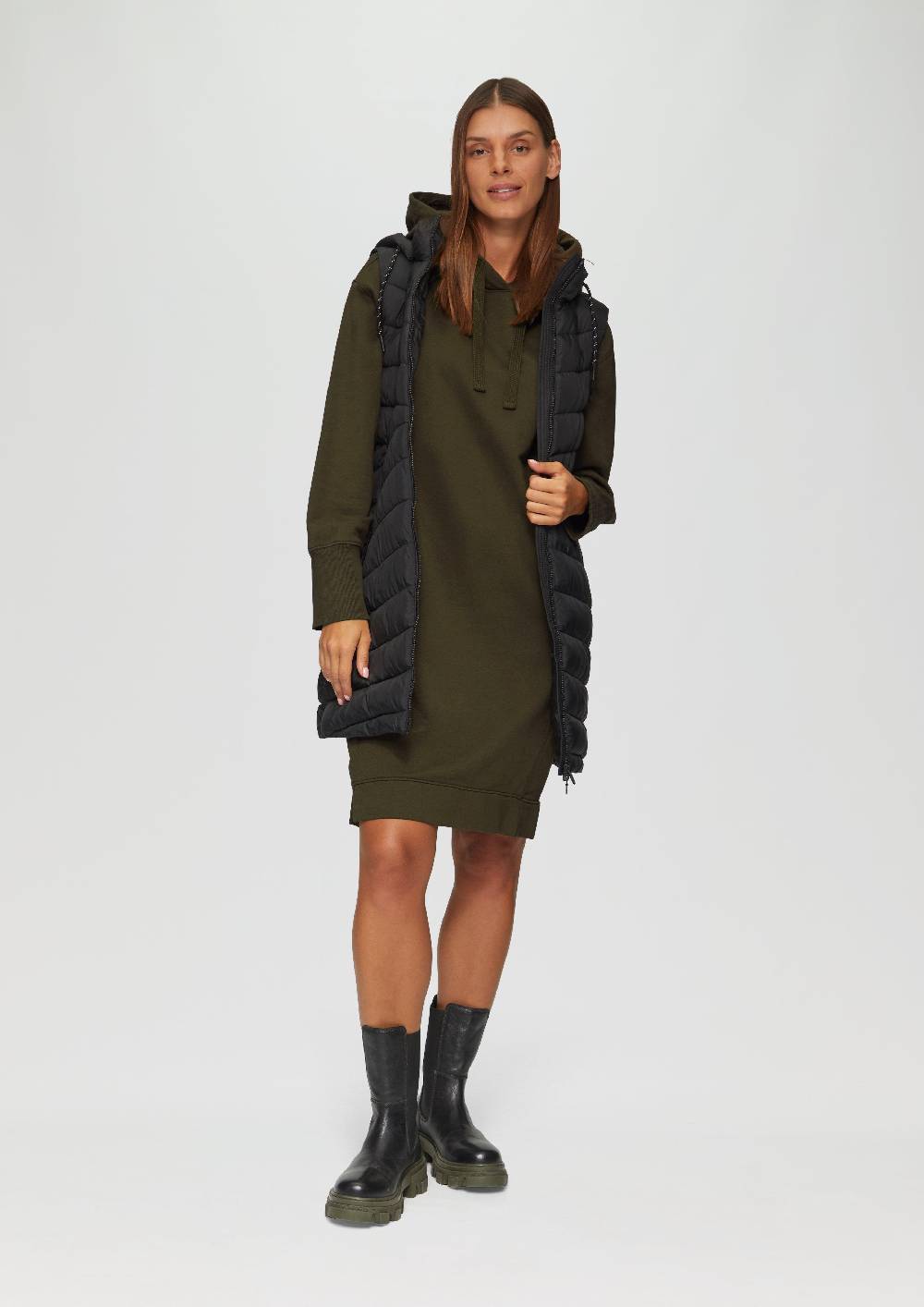 s.Oliver Sweatkleid mit Eingrifftaschen und vorgesetzter Seitennaht Begrenzte Freigabe
