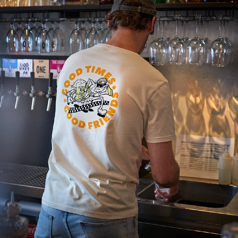 Runamics Good Times Good Friends T-Shirt, Biobaumwolle, unisex, undyed Exklusivangebot