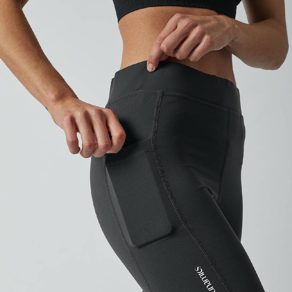 Runamics Kurze Lauftights Damen, schwarz, mit Tasche