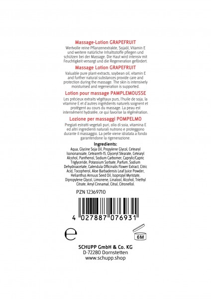 Schupp Massage-Lotion Grapefruit Riesige Ersparnisse