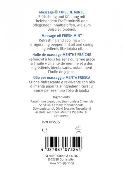 Schupp Massage-Öl Frische Minze Letzter Tag