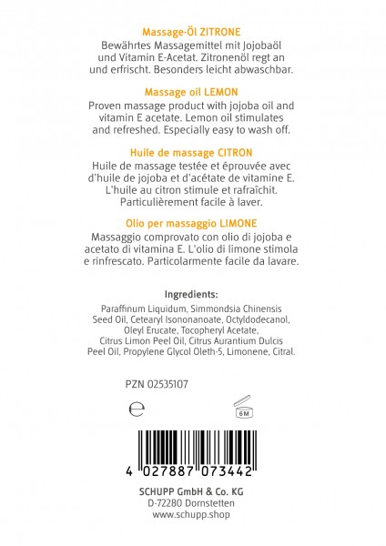 Schupp Massage-Öl Zitrone Zeitbegrenzte Promotion