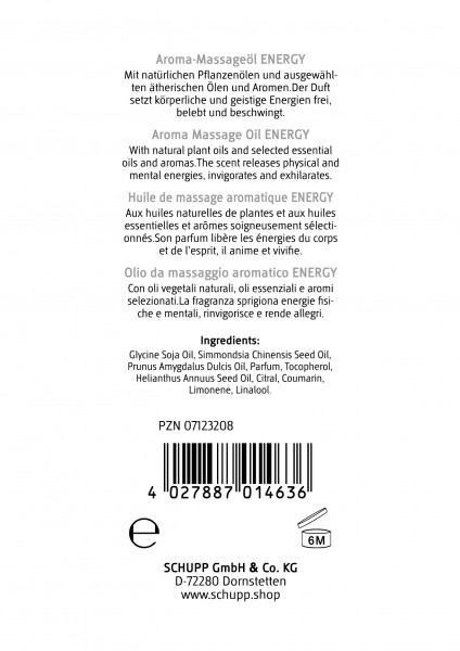 Schupp Aroma-Massage-Öl Energy Jubiläumsangebot