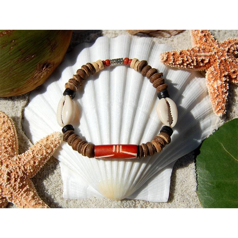 Seestern Sportswear SEESTERN Armband / Armbänder mit Kauri Muschel Design, Muschel Modeschmuck/006.bw Osterangebot