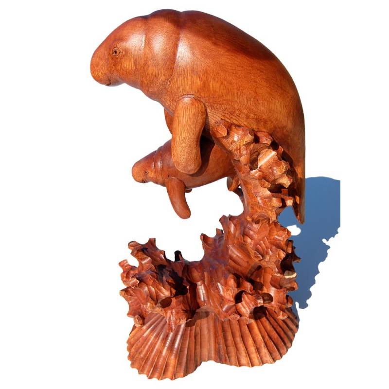 Seestern Sportswear Naturalistische Holzschnitzkunst von Bali Dugongs Seekuh 41 x 23 x 13 cm /2084 Clearance-Verkauf