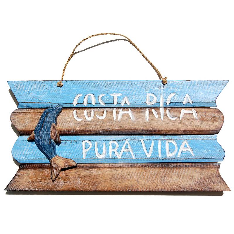 Seestern Sportswear SEESTERN Holzbild Wand Holz Bild 'Costa Rica Pura Vida' Delfin 40 x 20 cm /2360 Black Friday Preise