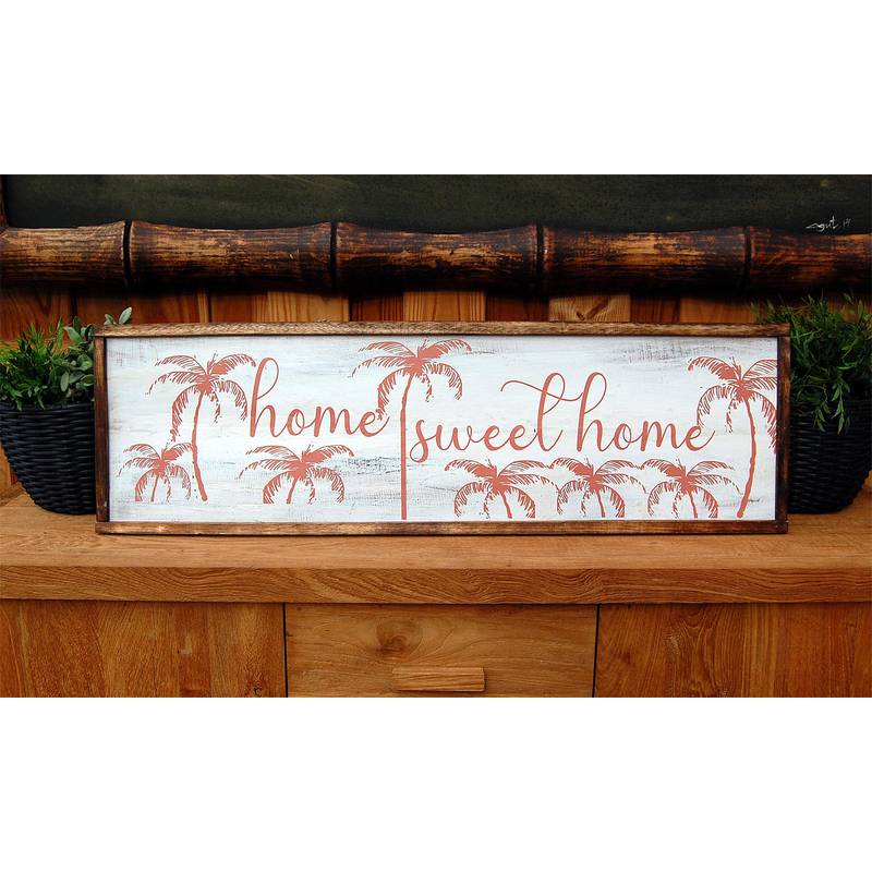 Seestern Sportswear SEESTERN Holzbild Wand Holz Bild 'Home Sweet Home' Homedeko 100 x 30cm /2364 zollfrei