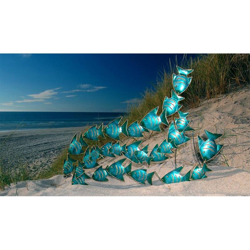 Seestern Sportswear SEESTERN Fischschwarm Metall Wand Deko Verzierung Hänge Wand Dekoration 80cm /1809.petrol Fabrik Onlineshop