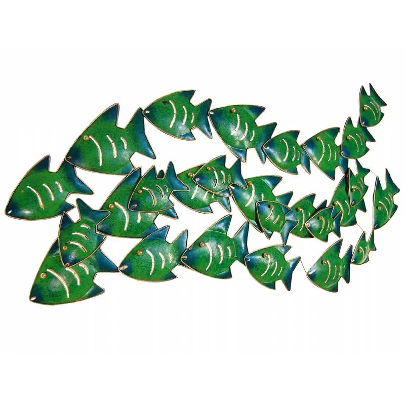 Seestern Sportswear SEESTERN Fischschwarm Metall Wand Deko Verzierung Hänge Wand Dekoration 80cm /1809.smaragd Fabrikpreis