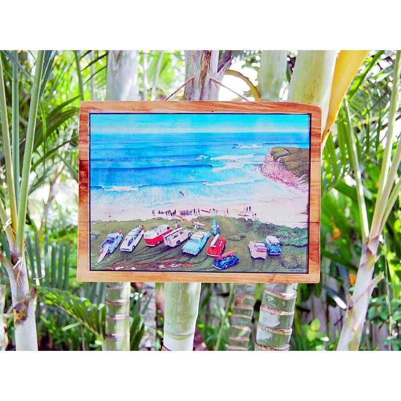 Seestern Sportswear Seestern Deko Holz Wandbild im Vintage Sixties Surf Look 30 x 40 cm Surfing Motiv /1814 Osterangebot