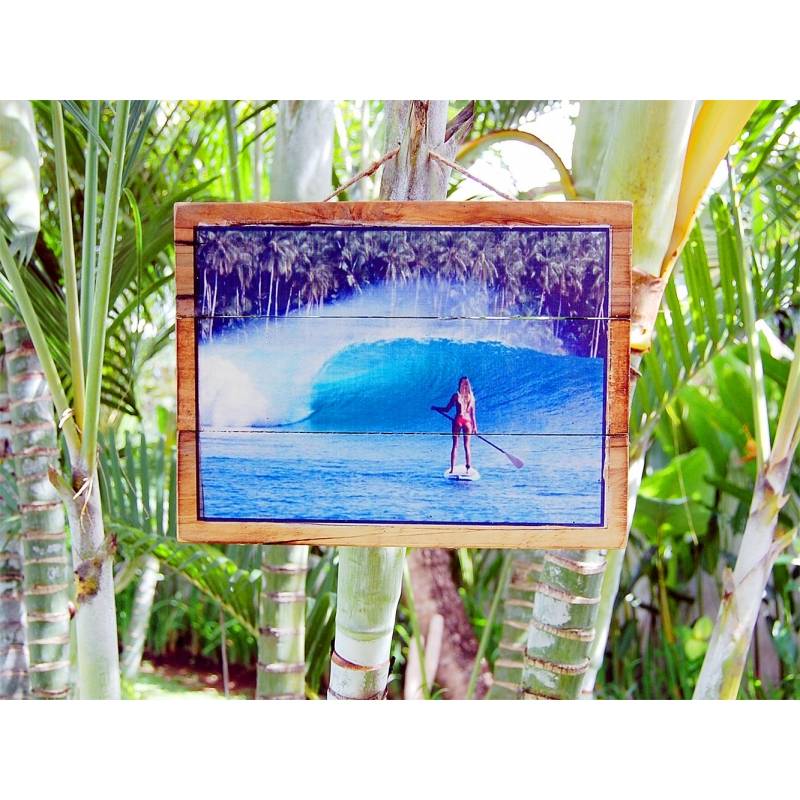 Seestern Sportswear Seestern Deko Holz Wandbild im Vintage Sixties Surf Look 30 x 40 cm Surfing Motiv /1819 Jubiläumsangebot