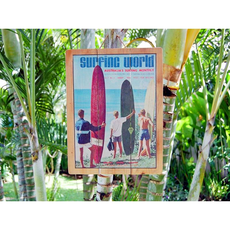 Seestern Sportswear Seestern Deko Holz Wandbild im Vintage Sixties Surf Look 30 x 40 cm Surfing Motiv /1822 Lagerräumung