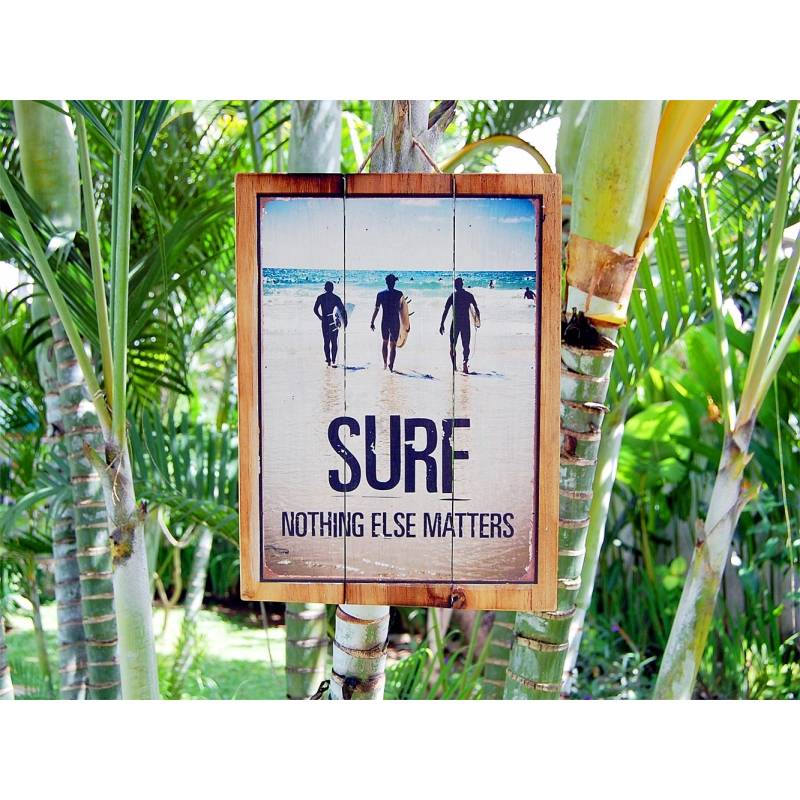 Seestern Sportswear Seestern Deko Holz Wandbild im Vintage Sixties Surf Look 30 x 40 cm Surfing Motiv /1824 Heißer Verkauf