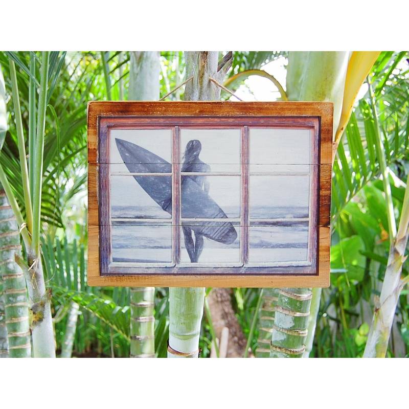 Seestern Sportswear Seestern Deko Holz Wandbild im Vintage Sixties Surf Look 40 x 60 cm Surfing Motiv /1816 Zeitlich begrenztes Angebot