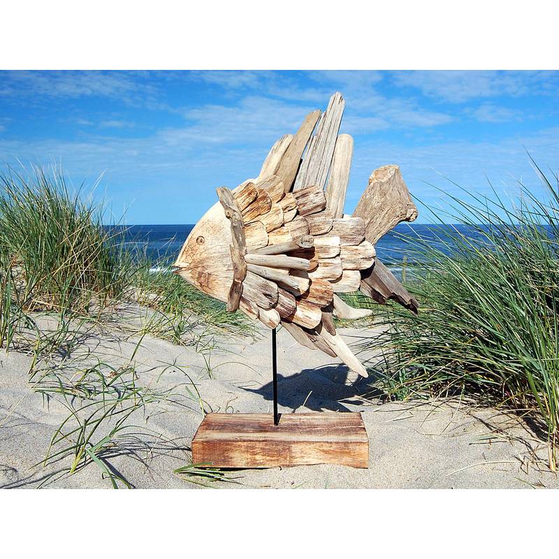 Seestern Sportswear SEESTERN Treibholz Deko Fisch Motiv (63 cm) Frei stehend Driftwood Holzdeko /2352 Räumungsverkauf