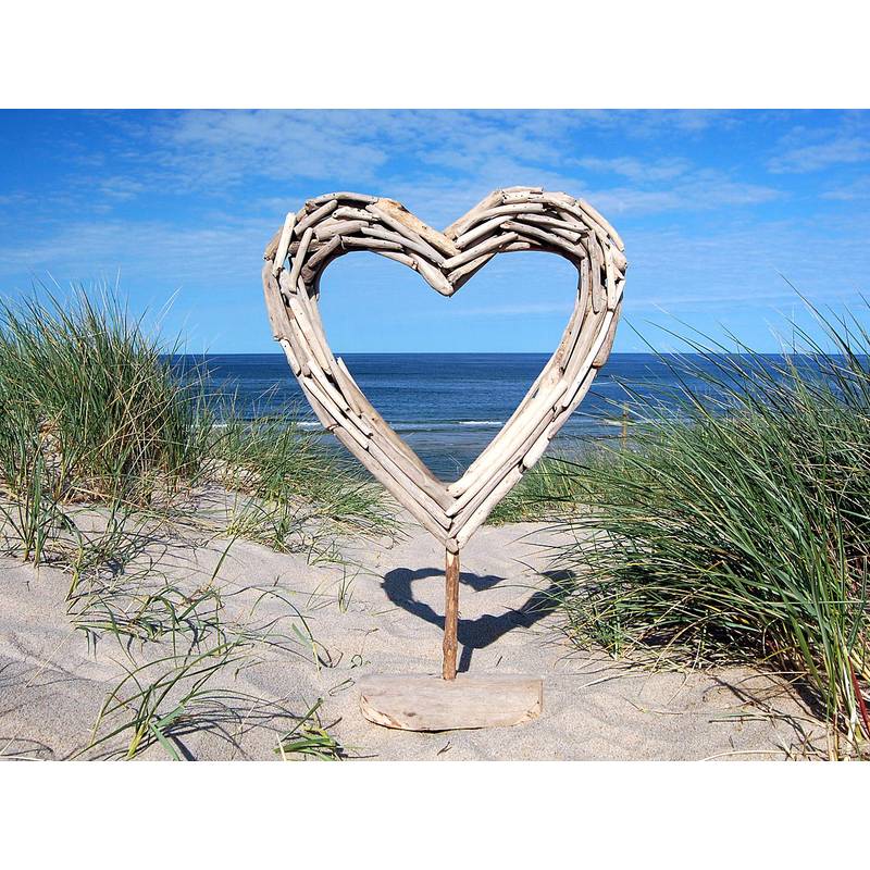 Seestern Sportswear SEESTERN Treibholz Deko Herz Motiv (47 cm) Frei stehend Driftwood Holzdeko /2351 Kauf eins, bekomm eins gratis