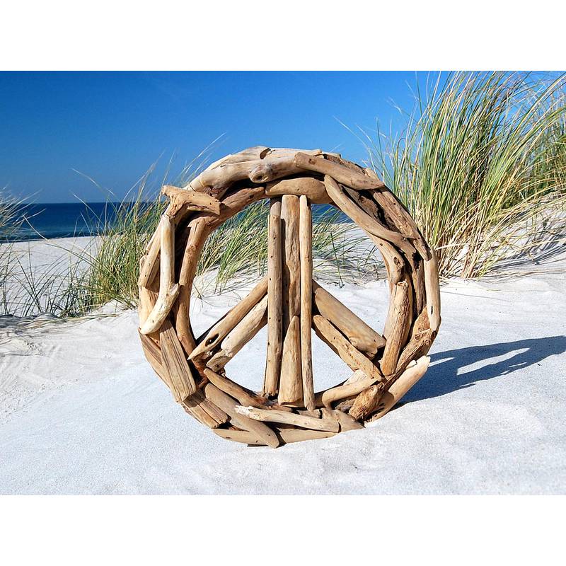 Seestern Sportswear SEESTERN Treibholz Deko m. PEACE ( 30 cm ) Motiv Wanddeko Driftwood Schild Holzdeko /1435 Sonderangebote